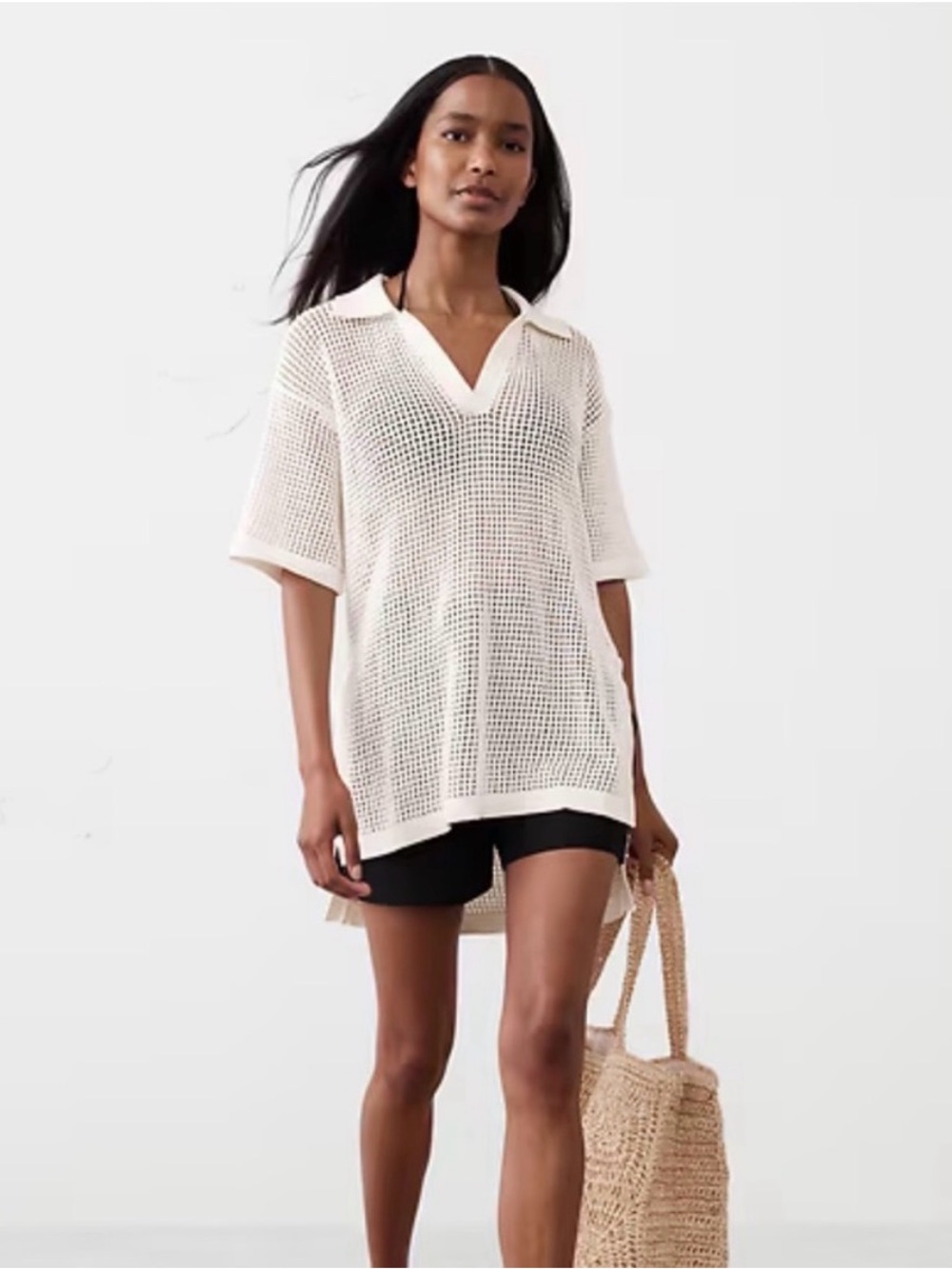 Banana Republic cream / white sweater open stitch coverup - XXS